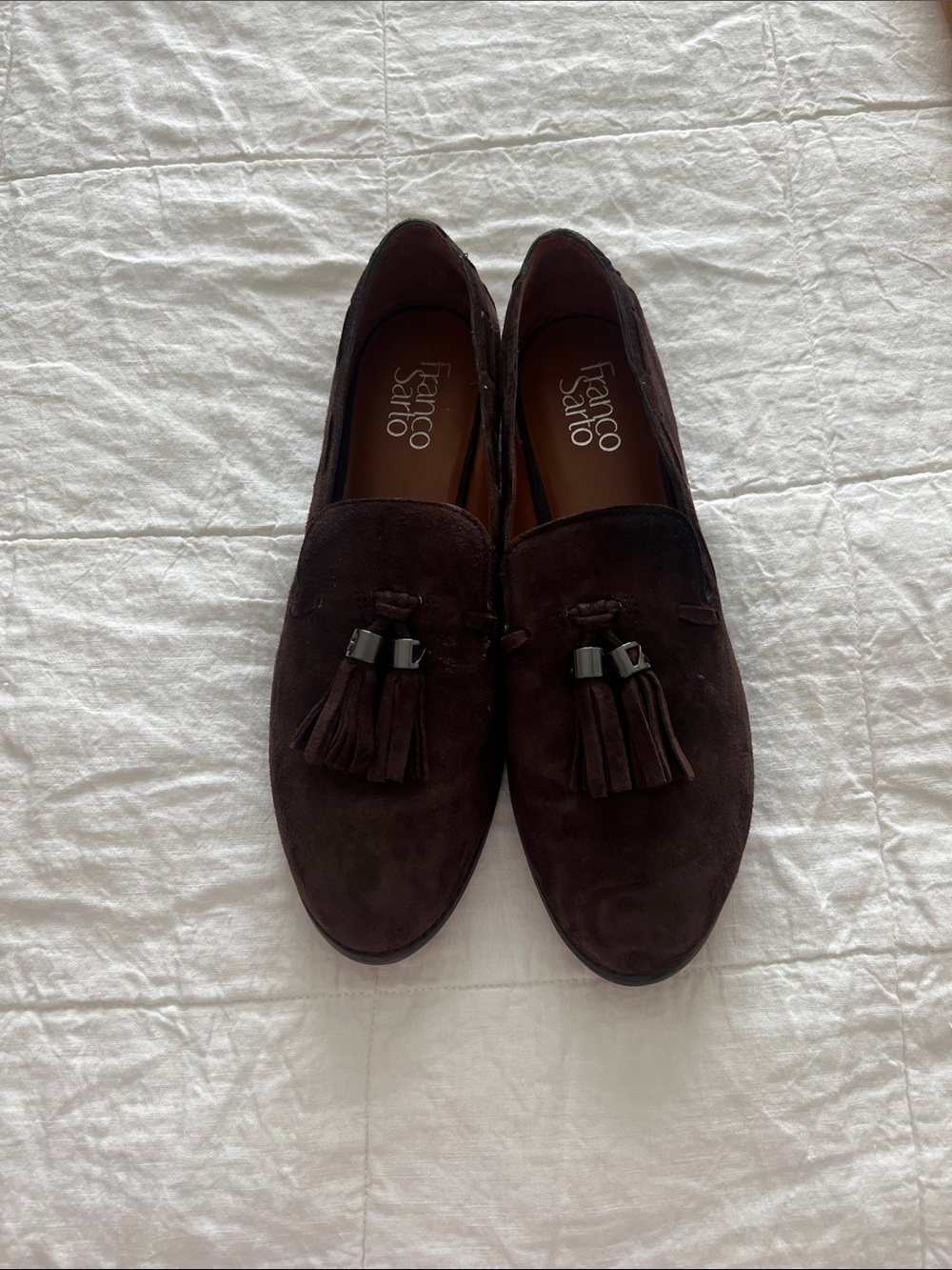 Franco Sarto Men's Dark Brown Suede Tassel Loafers
